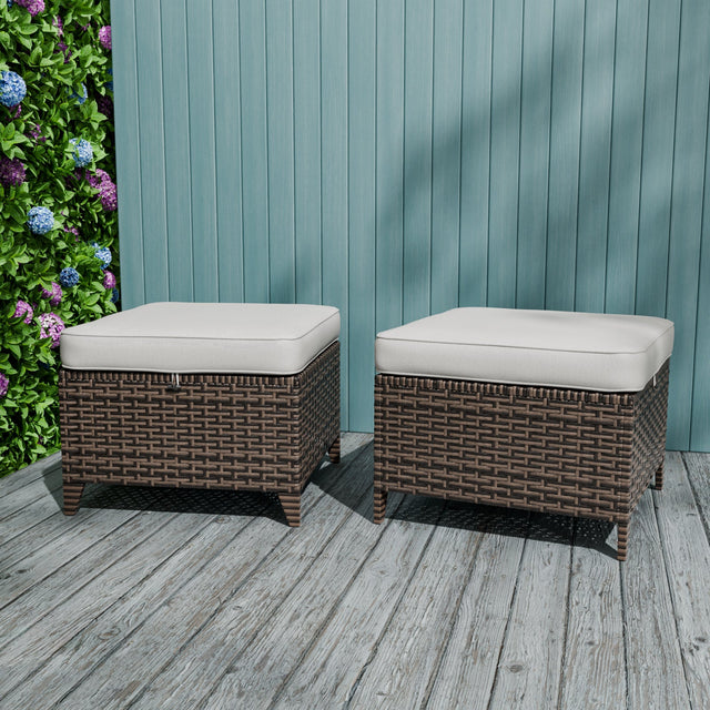 Ocean Vista 2 Piece Wicker Patio Ottoman Set - Eagle Peak