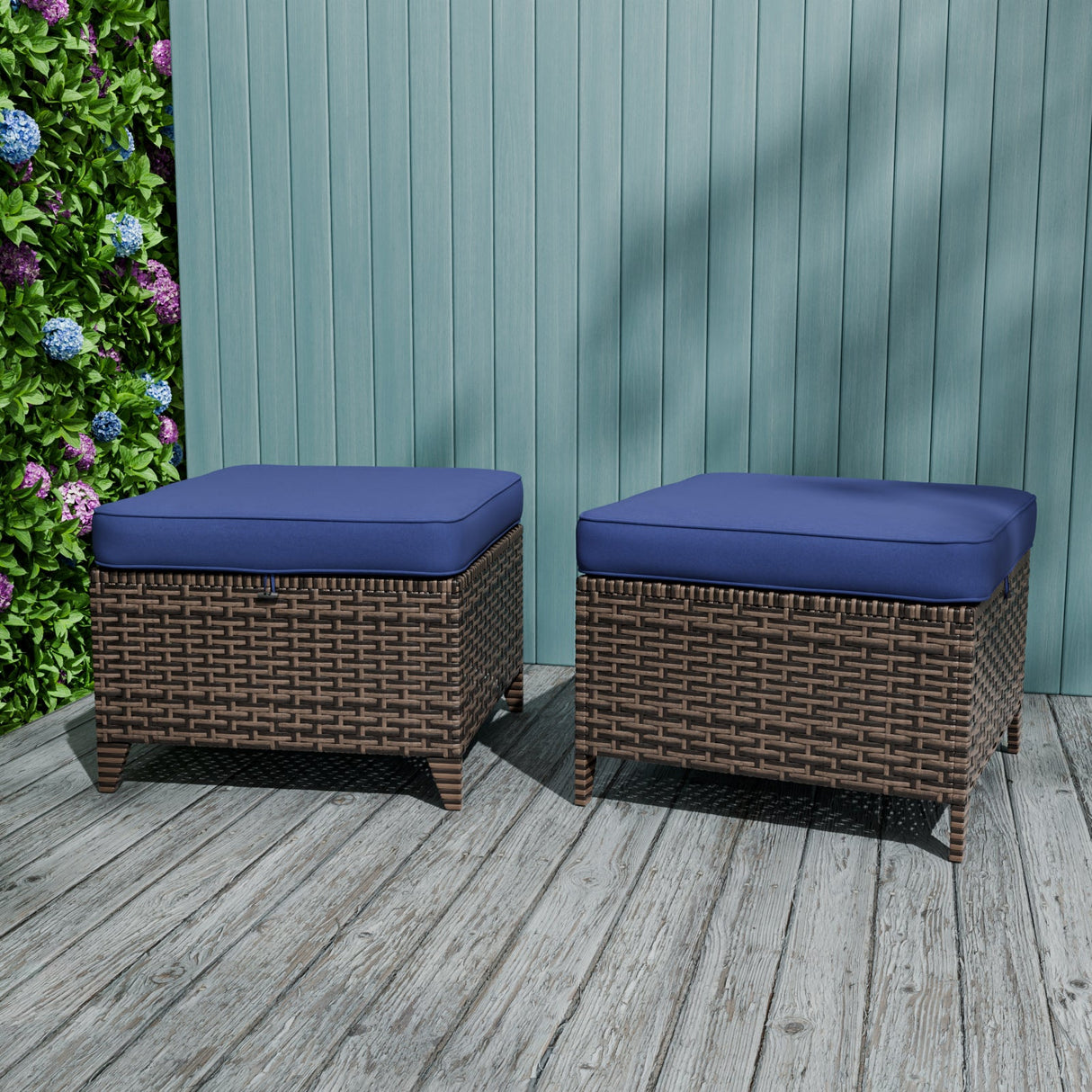 Ocean Vista 2 Piece Wicker Patio Ottoman Set - Eagle Peak