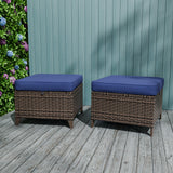 Ocean Vista 2 Piece Wicker Patio Ottoman Set - Eagle Peak