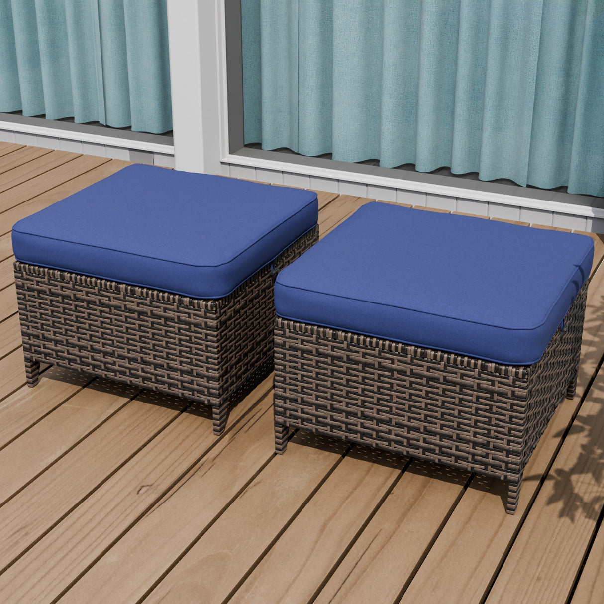 Ocean Vista 2 Piece Wicker Patio Ottoman Set - Eagle Peak
