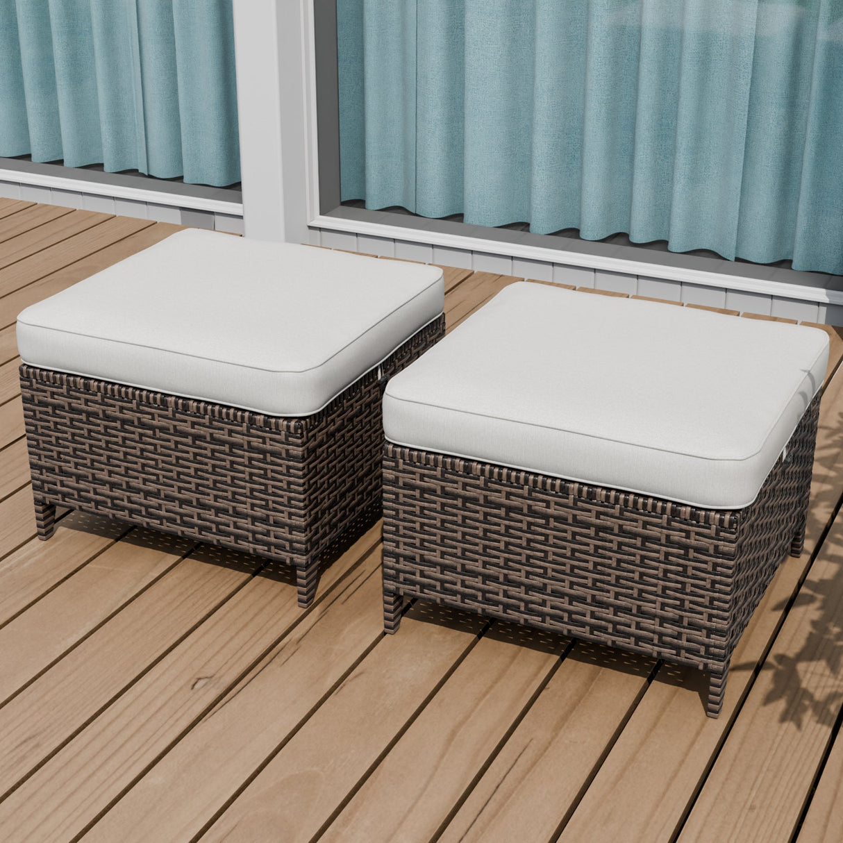 Ocean Vista 2 Piece Wicker Patio Ottoman Set - Eagle Peak