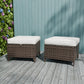 Ocean Vista 2 Piece Wicker Patio Ottoman Set Weather - Resistant Cushions, Beige/Blue - Eagle Peak Custom Canopy Tent