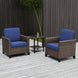 Ocean Vista 3 Piece Outdoor Wicker Bistro Set, Patio Chairs with Side Table - Eagle Peak