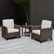 Ocean Vista 3 Piece Outdoor Wicker Bistro Set, Patio Chairs with Side Table, Beige/Blue - Eagle Peak Custom Canopy Tent