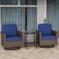 Ocean Vista 3 Piece Outdoor Wicker Bistro Set, Swivel Rocking Chairs with Side Table - Eagle Peak