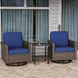 Ocean Vista 3 Piece Outdoor Wicker Bistro Set, Swivel Rocking Chairs with Side Table - Eagle Peak
