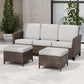 Ocean Vista Outdoor Wicker Couch Sofa with 2 Ottomans, Set of 3 - Eagle Peak