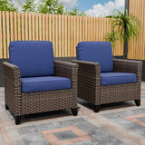 Ocean Vista Outdoor Wicker Patio Chairs Rattan Furniture, Set of 2 Patio Chairs - Eagle Peak