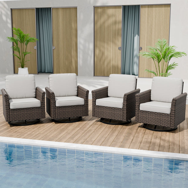 Ocean Vista Outdoor Wicker Patio Rattan Chairs, 4 Chairs - Eagle Peak