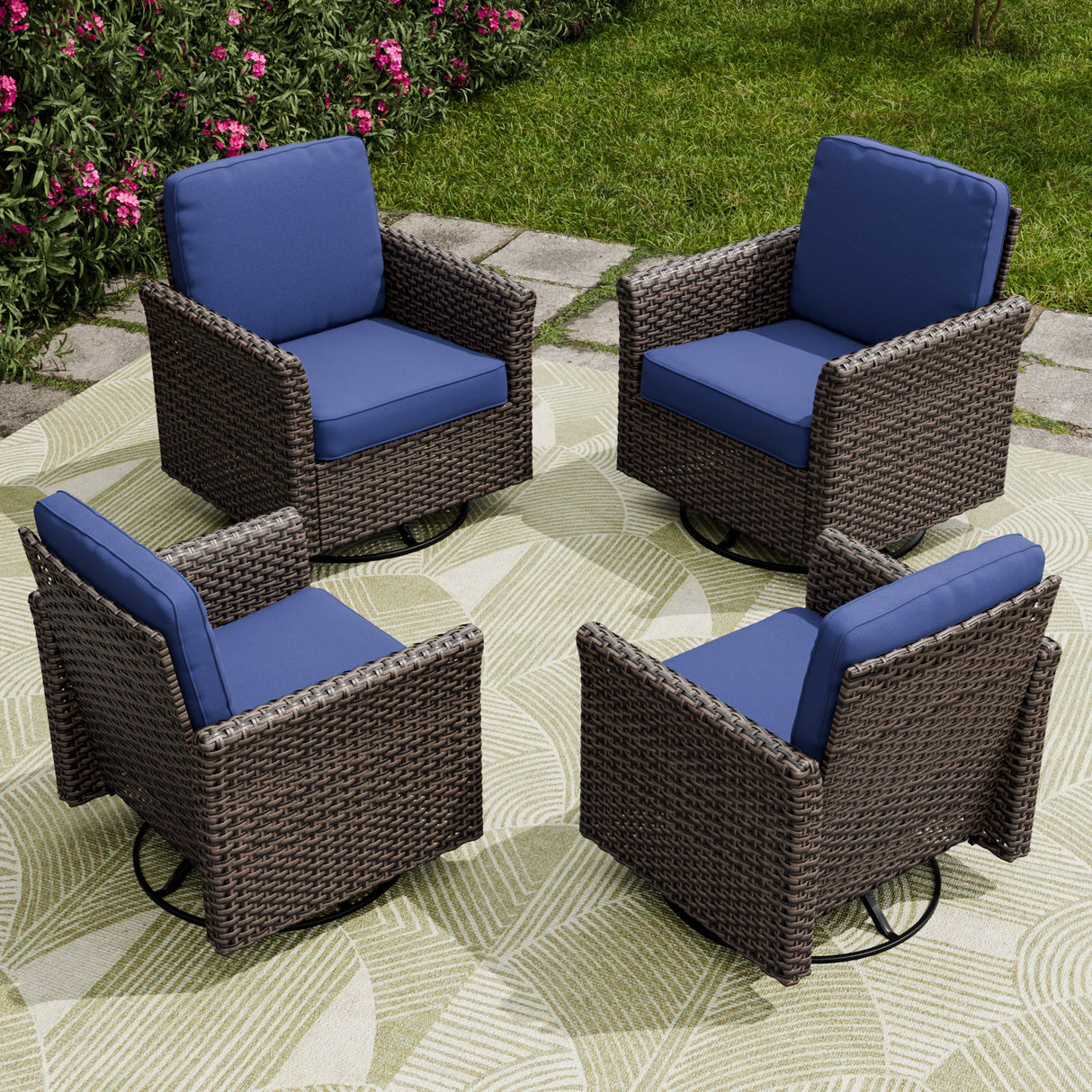 Ocean Vista Outdoor Wicker Patio Rattan Chairs, 4 Chairs - Eagle Peak