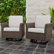 Ocean Vista Outdoor Wicker Patio Rattan Chairs , Set of 2 Swivel Rocking Chairs - Eagle Peak