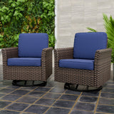 Ocean Vista Outdoor Wicker Patio Rattan Chairs , Set of 2 Swivel Rocking Chairs - Eagle Peak