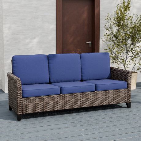 Ocean Vista Outdoor Wicker Patio Rattan Sofa Rattan, Seat 3 - Eagle Peak