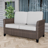 Ocean Vista Outdoor Wicker Patio Sofa Deep Cushions Rattan Loveseat - Eagle Peak