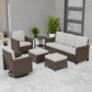 Ocean Vista Wicker Outdoor Patio Furniture Set, Couch Swivel Rocking Chairs Ottomans Table, 6 Piece - Eagle Peak