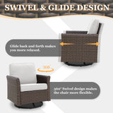 Ocean Vista Wicker Outdoor Patio Furniture Set, Couch Swivel Rocking Chairs Ottomans Table, 6 Piece - Eagle Peak