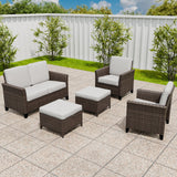 Ocean Vista Wicker Outdoor Patio Furniture Set w/ 2 - Seat Loveseat, Patio Chairs, 5 Piece - Eagle Peak