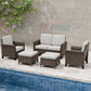 Ocean Vista Wicker Outdoor Patio Furniture Set w/ 2 - Seat Loveseat, Patio Chairs, 5 Piece - Eagle Peak