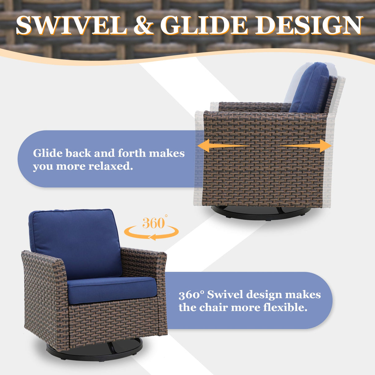 Ocean Vista Wicker Outdoor Patio Furniture Set w/ Loveseat,Patio Chairs , 5 Piece - Eagle Peak