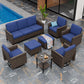 Ocean Vista Wicker Outdoor Patio Furniture Set with 4 Swivel Chairs Couch Ottomans Table, 8 Piece - Eagle Peak