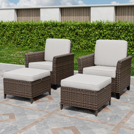 Ocean Vista Wicker Outdoor Patio Seating Set w/ Patio Chairs, 4 Pieces - Eagle Peak