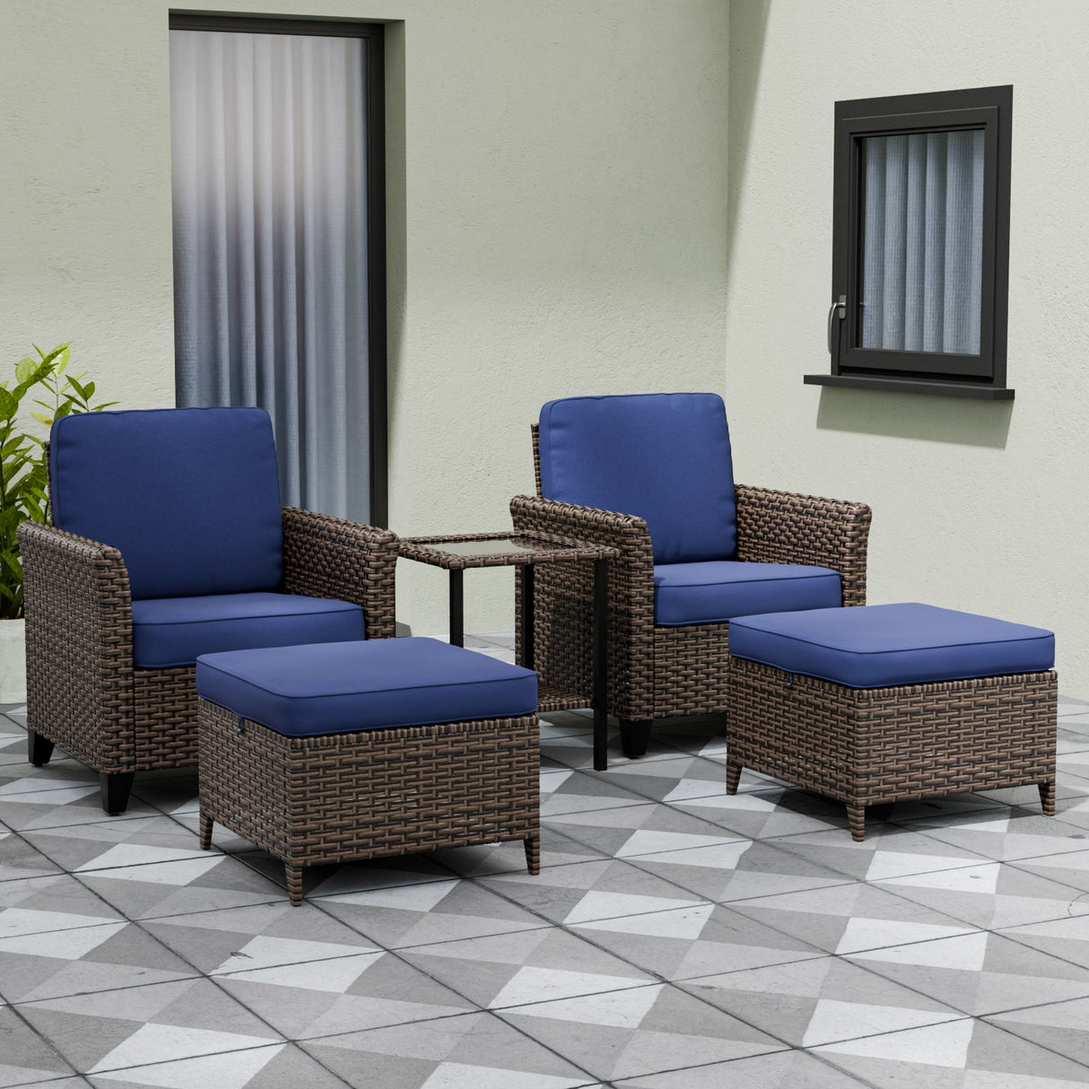 Ocean Vista Wicker Outdoor Patio Seating Set w/ Patio Chairs, 5 Pieces - Eagle Peak