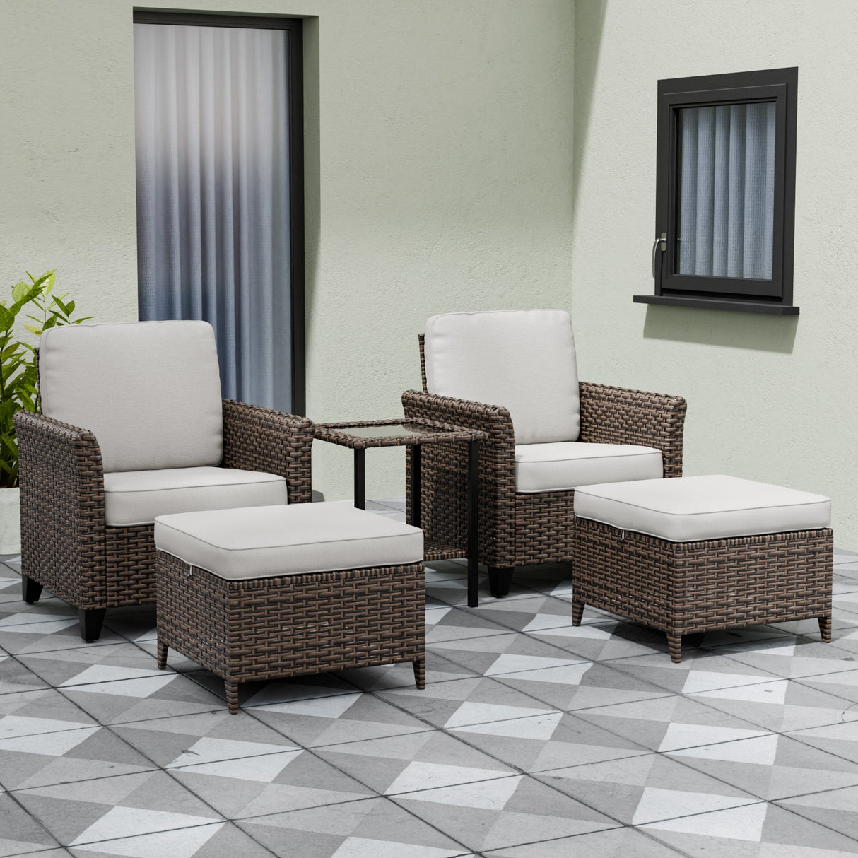 Ocean Vista Wicker Outdoor Patio Seating Set w/ Patio Chairs, 5 Pieces - Eagle Peak