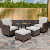 Ocean Vista Wicker Outdoor Patio Seating Set w/Swivel Rocking Chairs, 5 Pieces - Eagle Peak