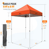 EAGLE PEAK 5x5 Pop Up Canopy Tent Instant Outdoor Canopy Easy Set-up Straight Leg Folding Shelter