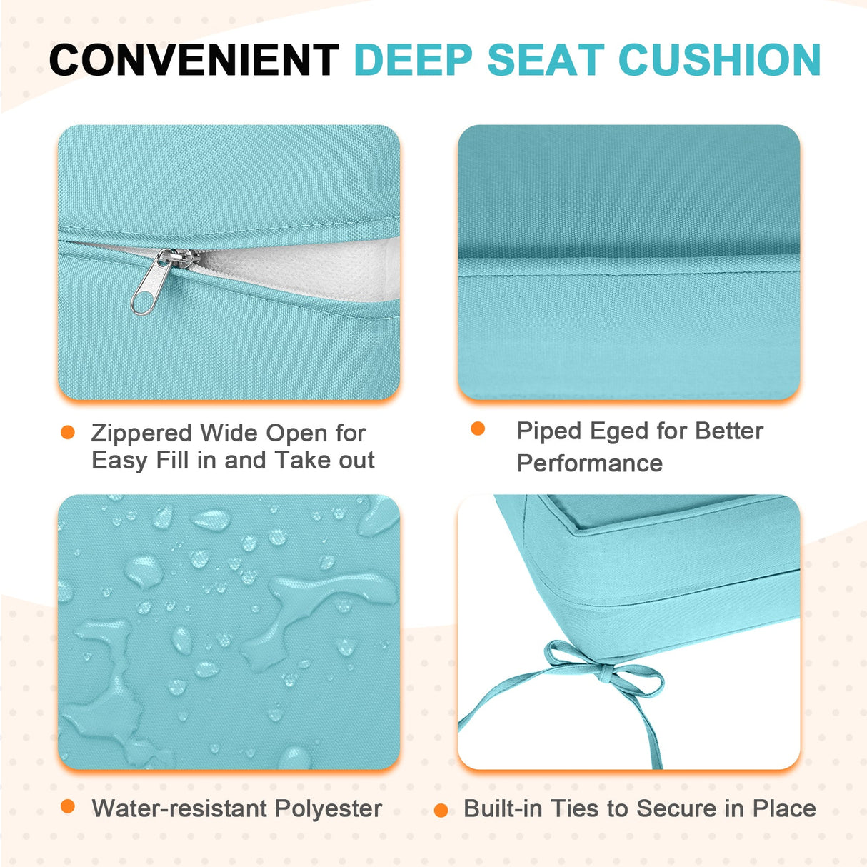 Outdoor Deep Seat Cushion Set, 25 x 25 x 5 inch ,Set of 2 - Eagle Peak Custom Canopy Tent