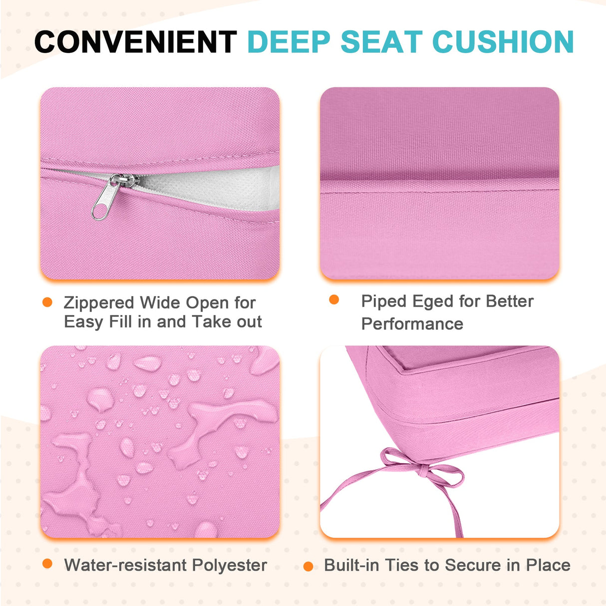Outdoor Deep Seat Cushion Set, 25 x 25 x 5 inch, Set of 4 - Eagle Peak Custom Canopy Tent
