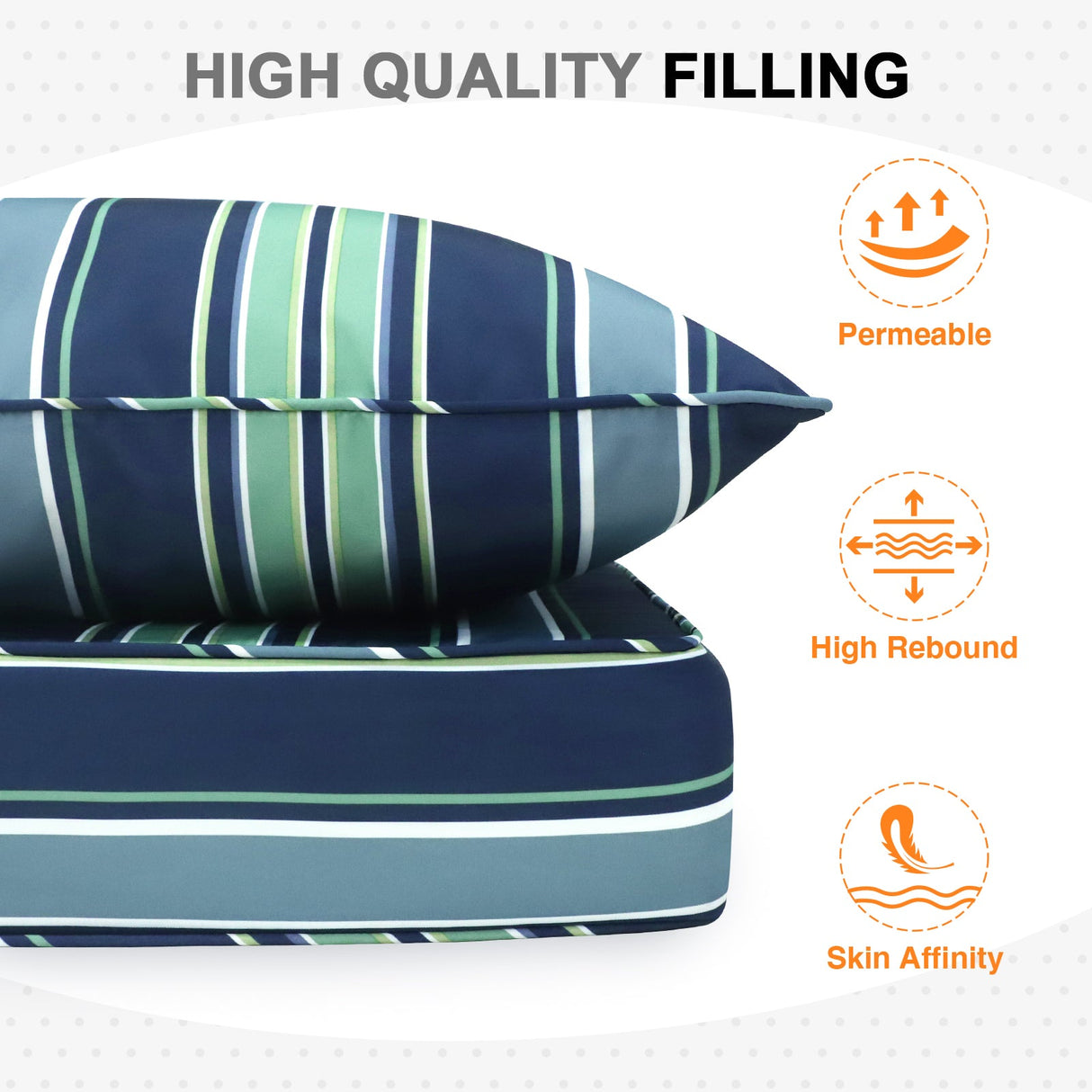 Outdoor Deep Seat Patio Seat Cushion Set, 25x25x5 inch, 2 - Piece Back Chair Cushion - Eagle Peak Custom Canopy Tent