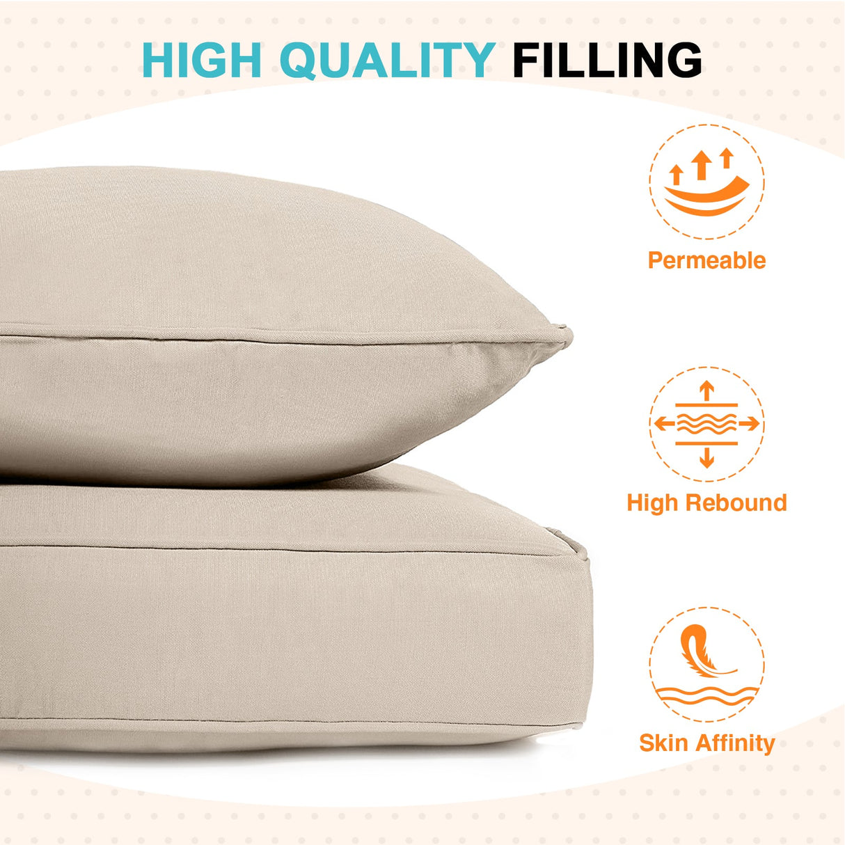 Outdoor Deep Seat Patio Seat Cushion Set, 25x25x5 inch, 2 - Piece Back Chair Cushion - Eagle Peak Custom Canopy Tent
