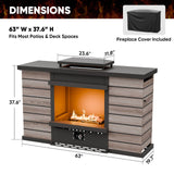 Outdoor Propane Fireplace with Hidden Storage & Adjustable Flame, Gray/Tan - Eagle Peak Custom Canopy Tent