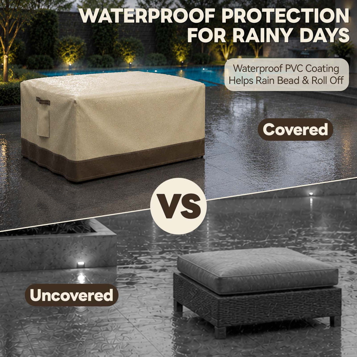 Patio Furniture Cover, 2 Ottomans 37''W×29.5''D×16.5''H - Eagle Peak®