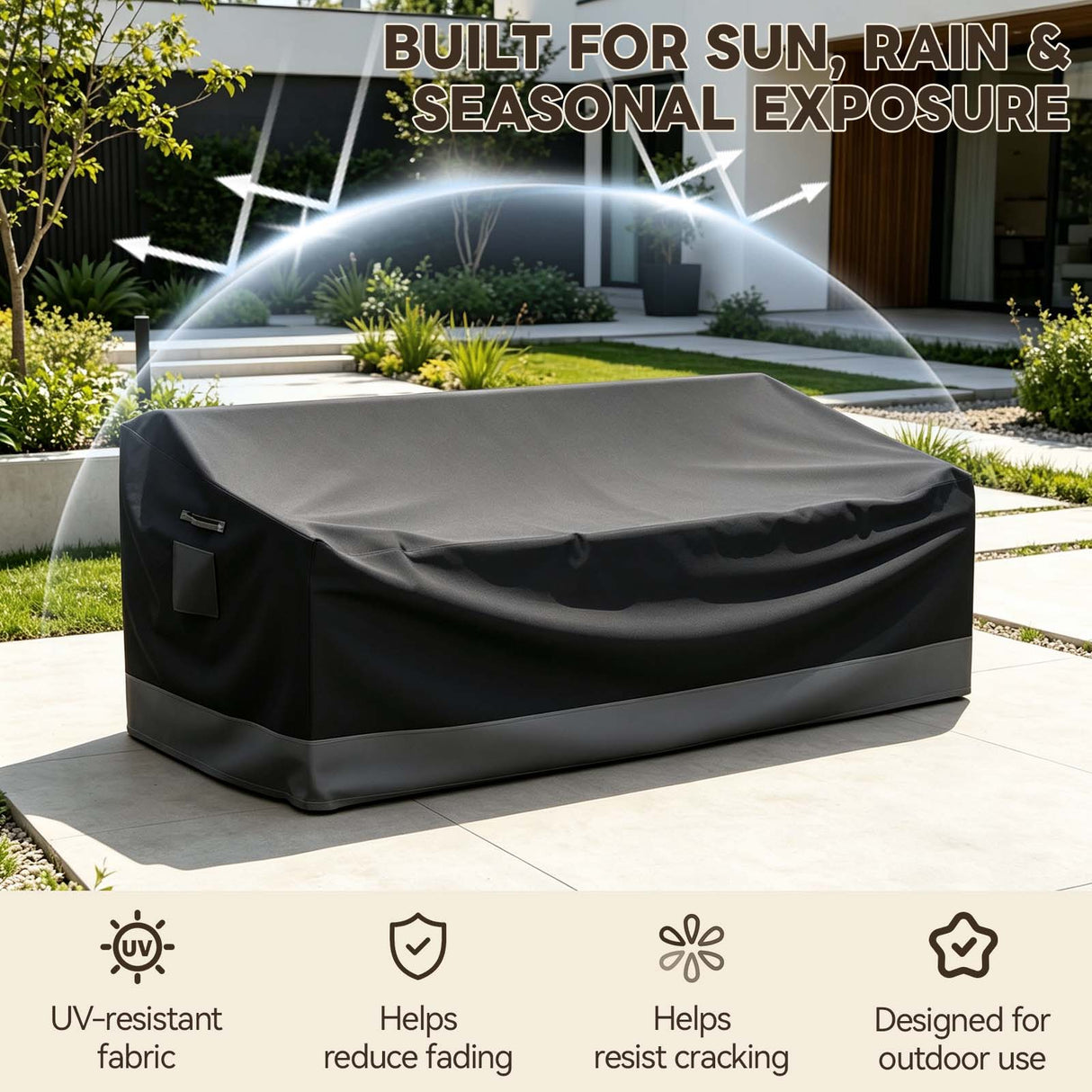Patio Furniture Cover, 3 Seat Couch 76''W×30.5''D×31.5''H - Eagle Peak®