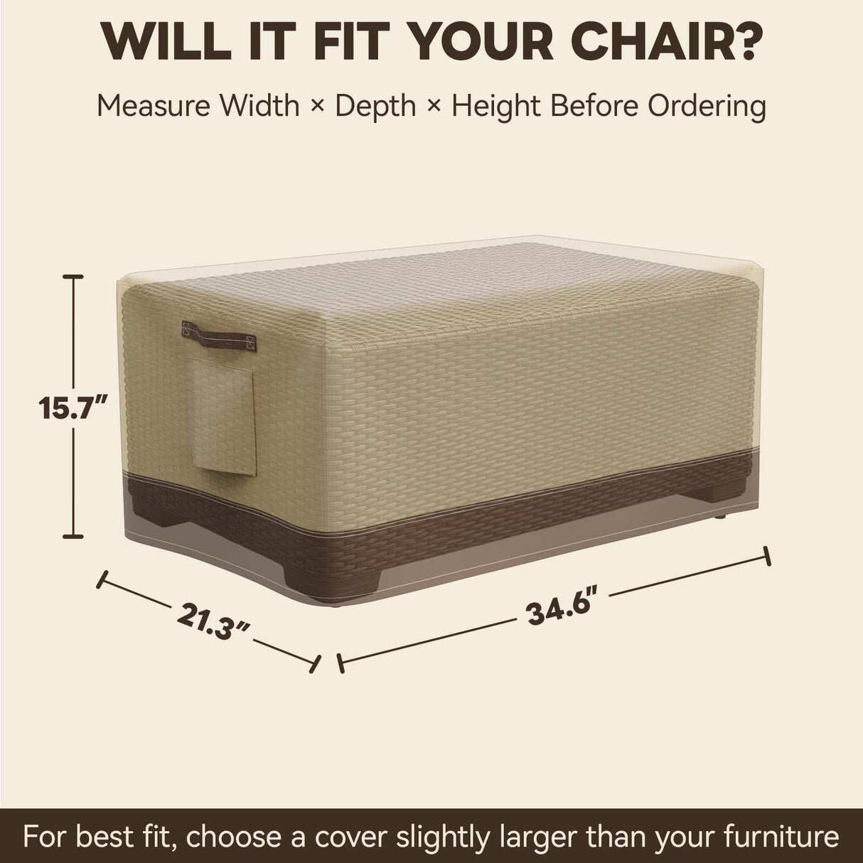 Patio Furniture Cover, Small Coffee Table 34.5''W×21''D×15.5''H - Eagle Peak®