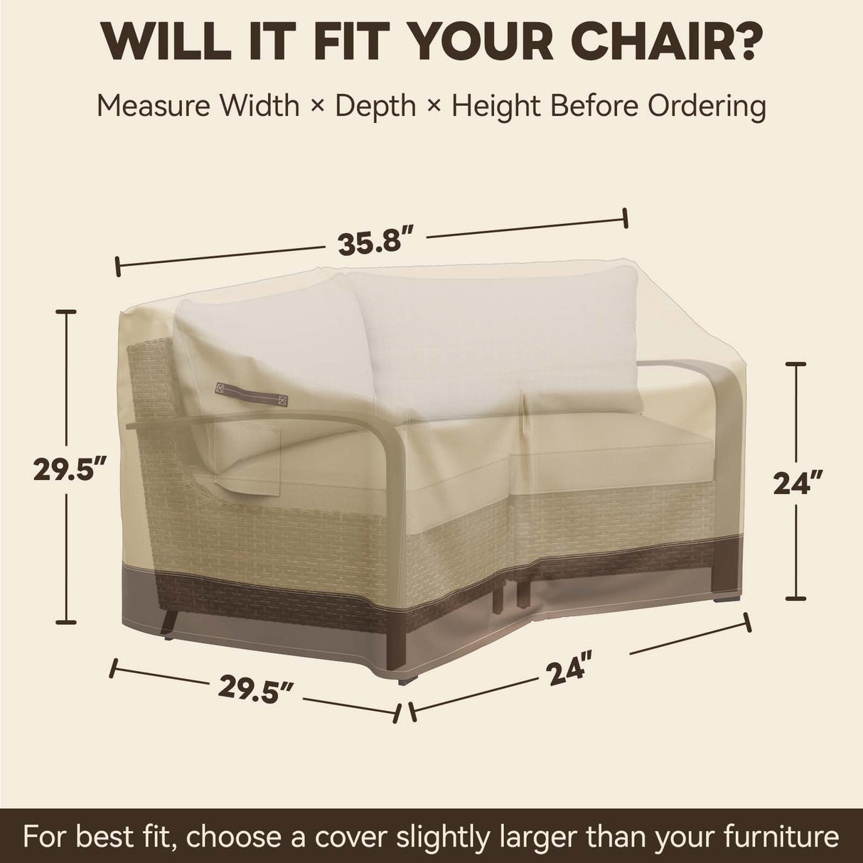 Patio Furniture Cover, Small Loveseat 35.5''W×29.5''D×29.5''H - Eagle Peak®