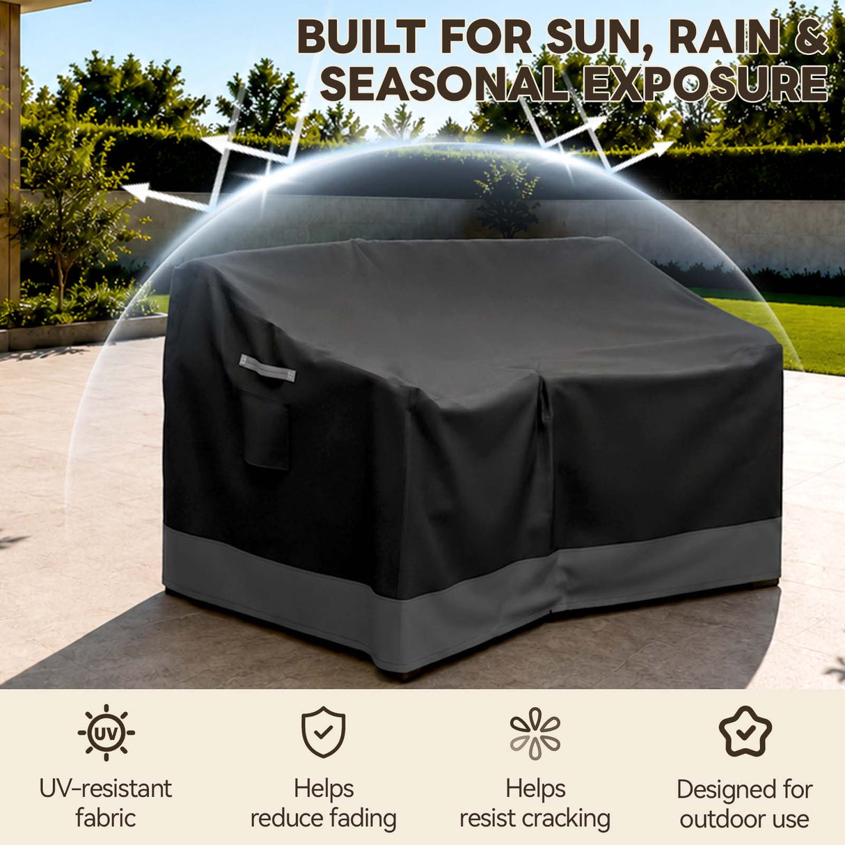 Patio Furniture Cover, Small Loveseat 35.5''W×29.5''D×29.5''H - Eagle Peak®