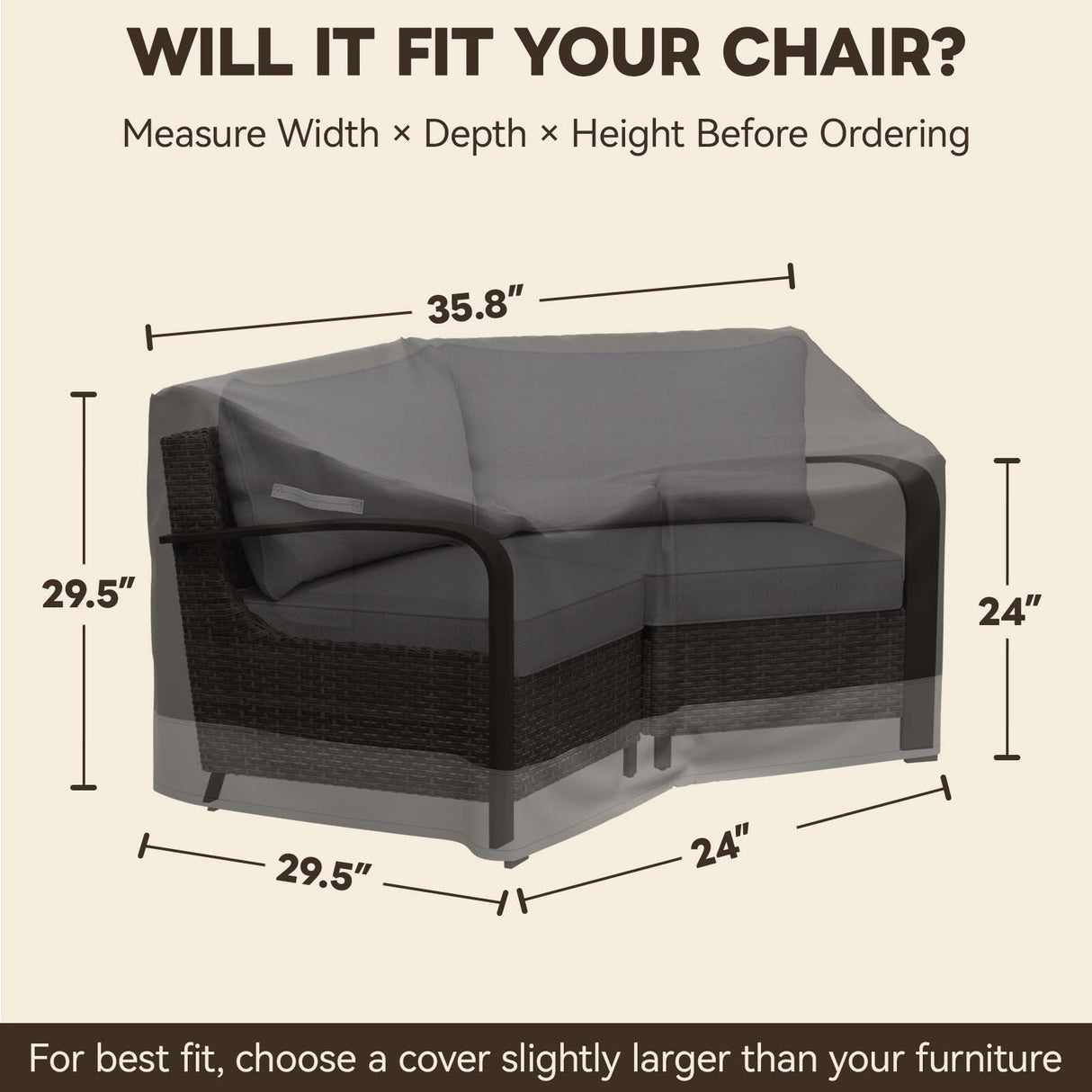 Patio Furniture Cover, Small Loveseat 35.5''W×29.5''D×29.5''H - Eagle Peak®