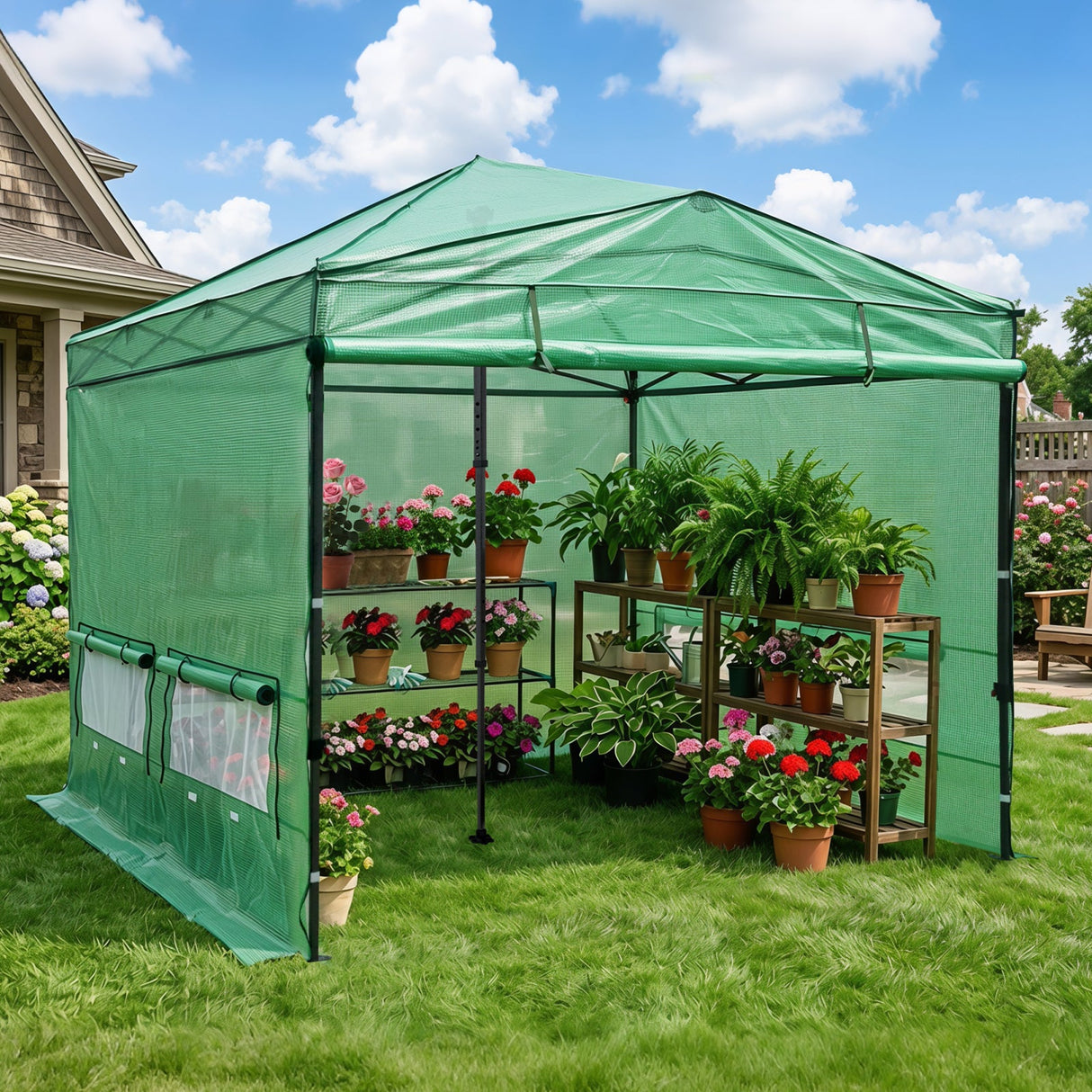 Pop up Greenhouse with Interchangeable PE & Mesh Wall Panels, 8x6/8x12 ft - Eagle Peak®