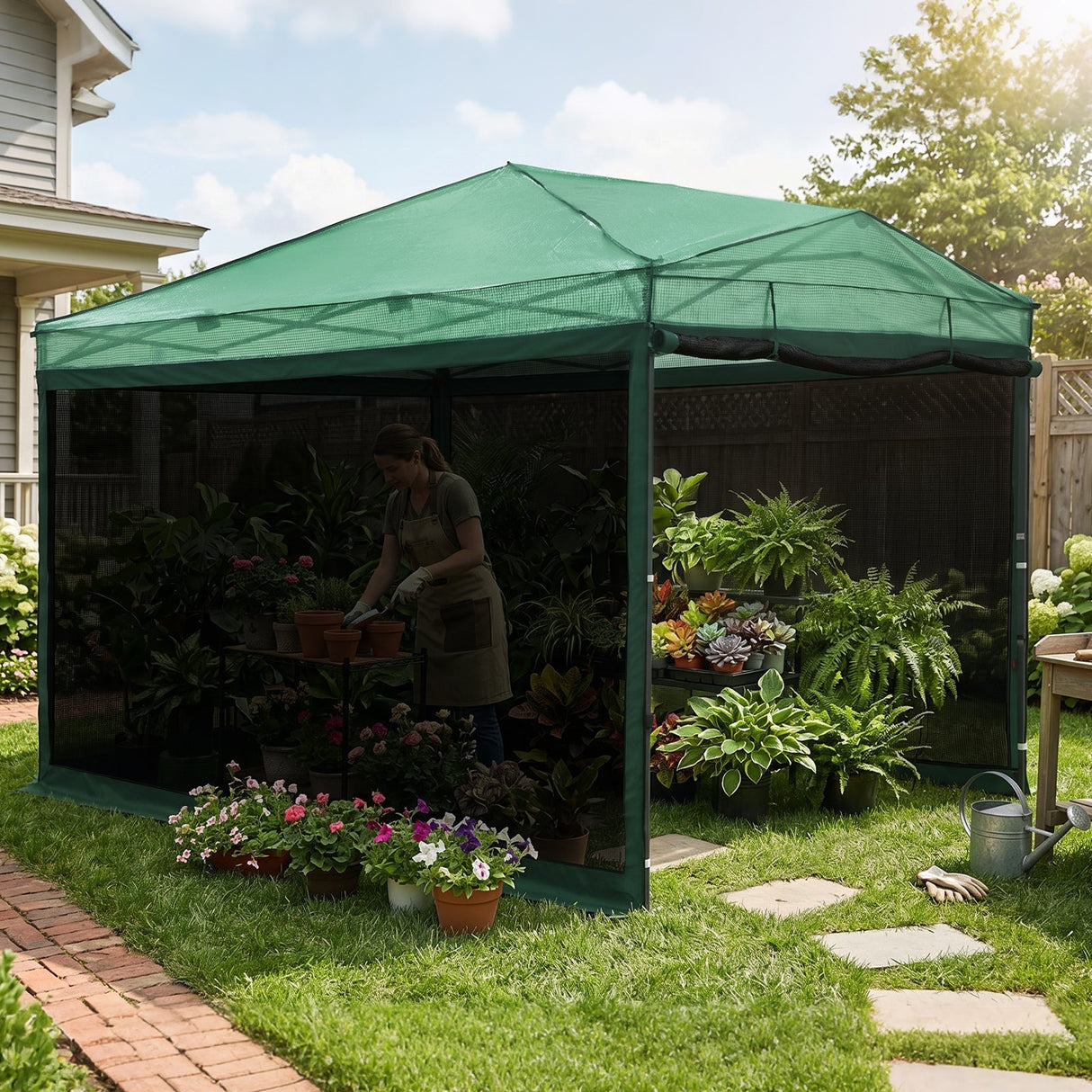 Pop up Greenhouse with Interchangeable PE & Mesh Wall Panels, 8x6/8x12 ft - Eagle Peak®