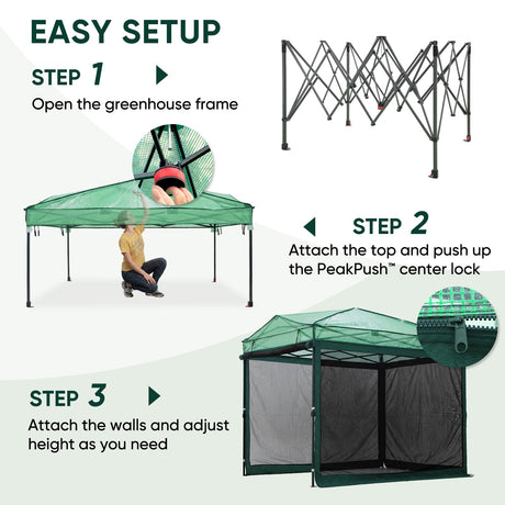 Pop up Greenhouse with Interchangeable PE & Mesh Wall Panels, 8x6/8x12 ft - Eagle Peak®
