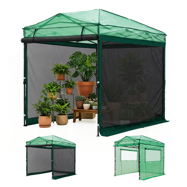 Pop up Greenhouse with Interchangeable PE & Mesh Wall Panels, 8x6/8x12 ft - Eagle Peak®