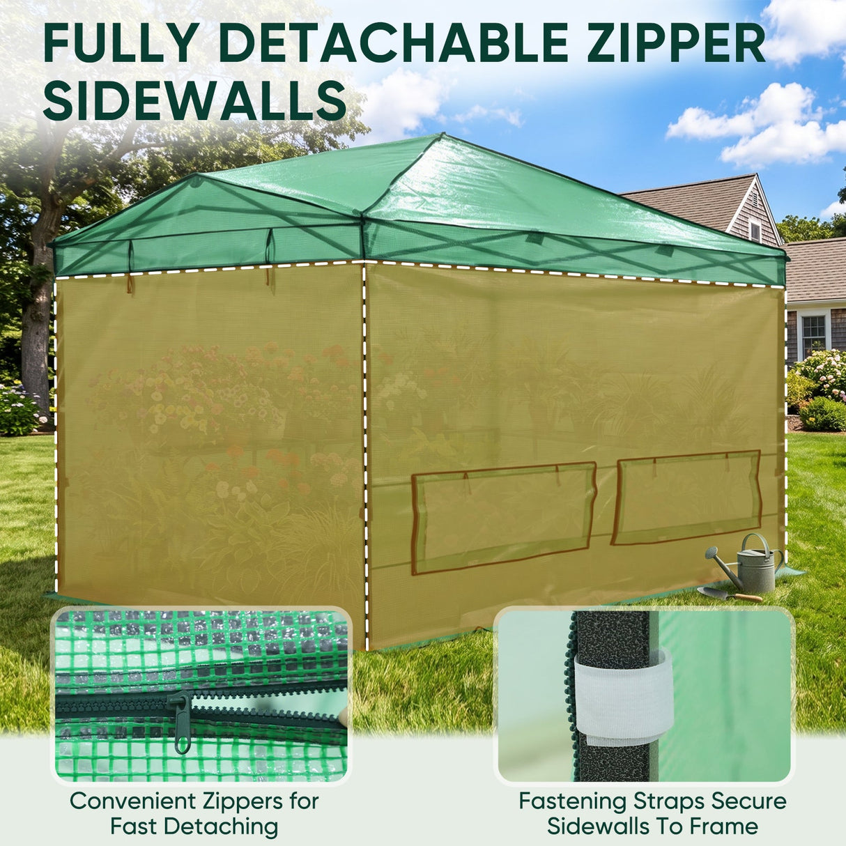 Pop up Greenhouse with Interchangeable PE & Mesh Wall Panels, 8x6/8x12 ft - Eagle Peak®