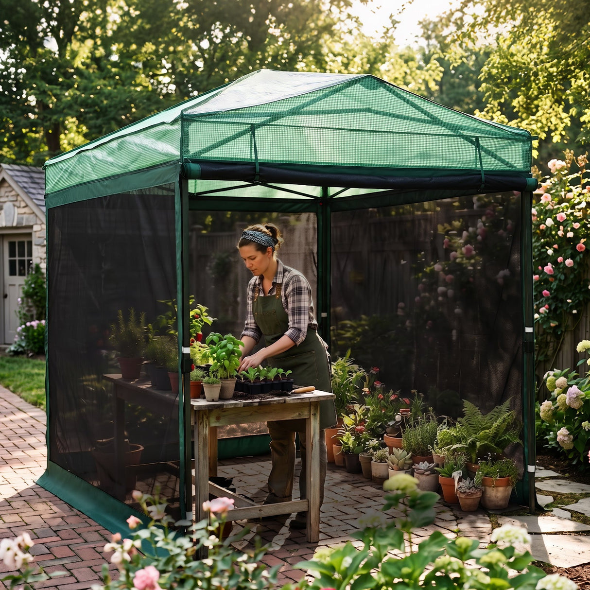 Pop up Greenhouse with Interchangeable PE & Mesh Wall Panels, 8x6/8x12 ft - Eagle Peak®