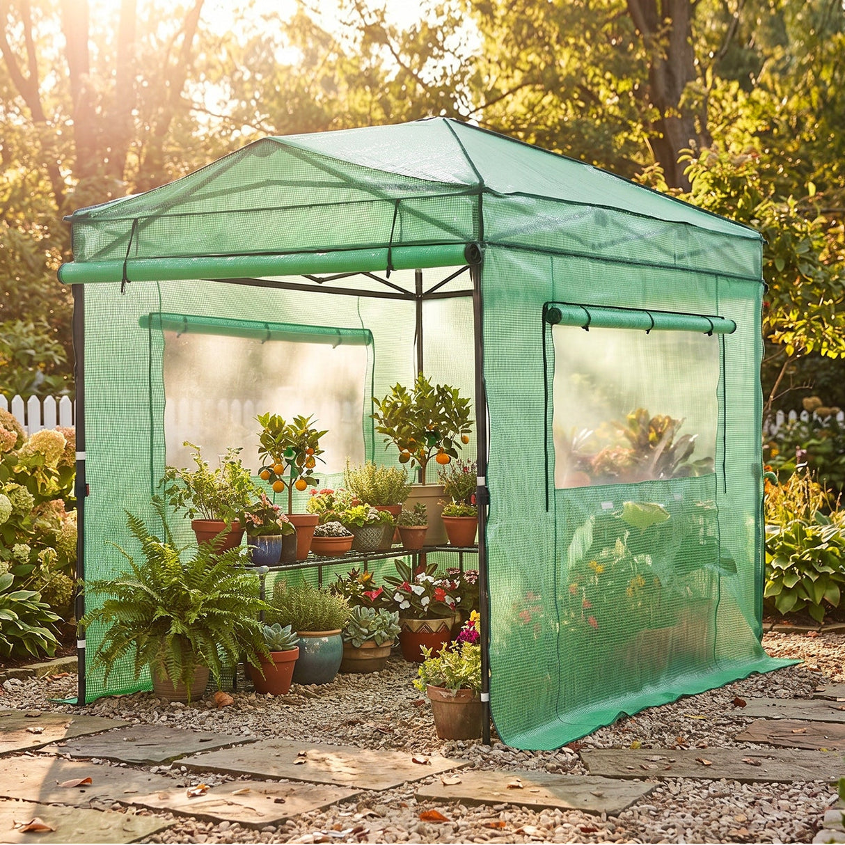 Pop up Greenhouse with Interchangeable PE & Mesh Wall Panels, 8x6/8x12 ft - Eagle Peak®