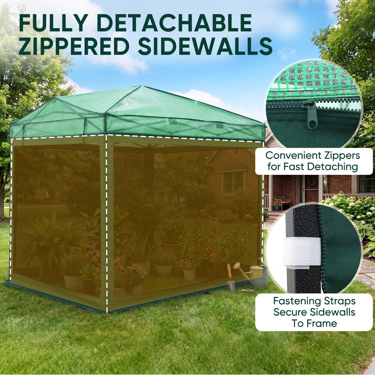 Pop up Greenhouse with Interchangeable PE & Mesh Wall Panels, 8x6/8x12 ft - Eagle Peak®