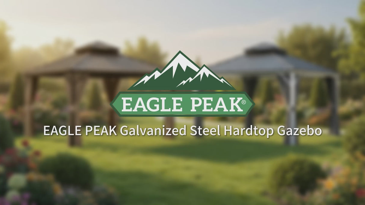 12x10/12x12/12x14/12x16/12x18/12x20 Hardtop Gazebo, Galvanized Steel Double Roof with Aluminum Frame