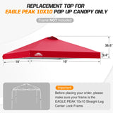 Replacement Canopy Cover with Air Vent for 10x10 Pop Up Canopy Tent, Top Only - Eagle Peak Custom Canopy Tent